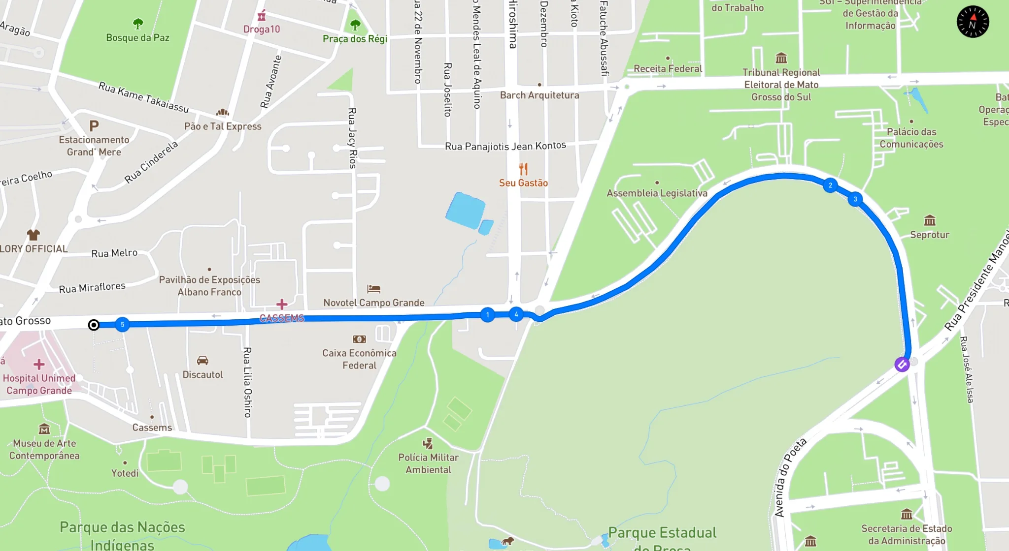 Mapa ilustrativo do trajeto de 5 km, conforme imagem fornecida pela organização